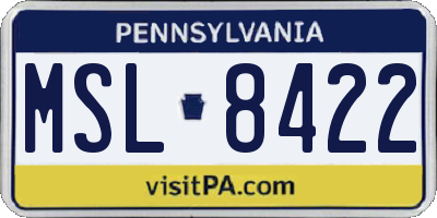 PA license plate MSL8422