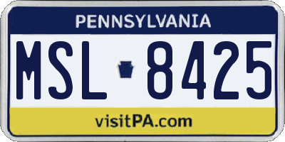 PA license plate MSL8425