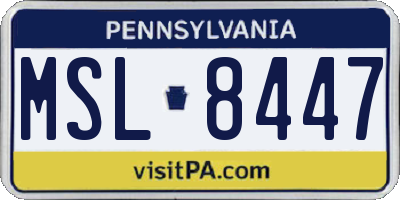 PA license plate MSL8447