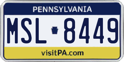 PA license plate MSL8449