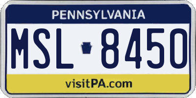 PA license plate MSL8450