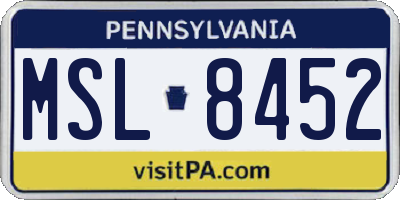 PA license plate MSL8452