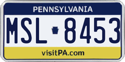 PA license plate MSL8453