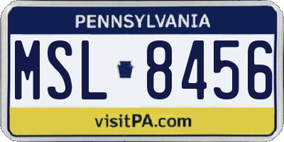 PA license plate MSL8456