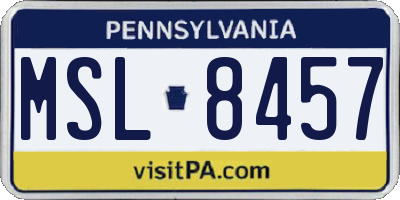 PA license plate MSL8457