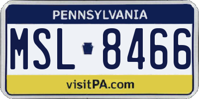 PA license plate MSL8466
