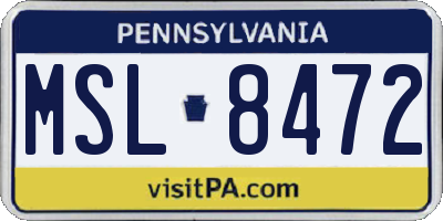 PA license plate MSL8472
