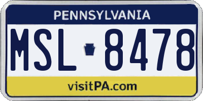 PA license plate MSL8478