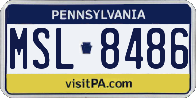 PA license plate MSL8486