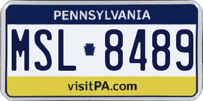 PA license plate MSL8489