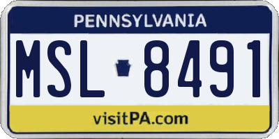PA license plate MSL8491