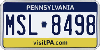 PA license plate MSL8498