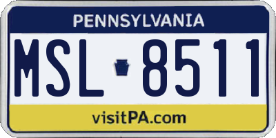 PA license plate MSL8511