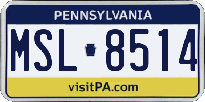 PA license plate MSL8514