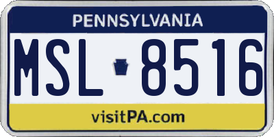 PA license plate MSL8516