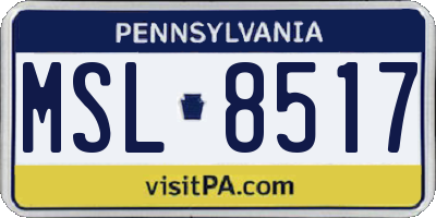 PA license plate MSL8517