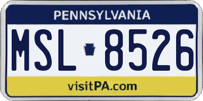 PA license plate MSL8526