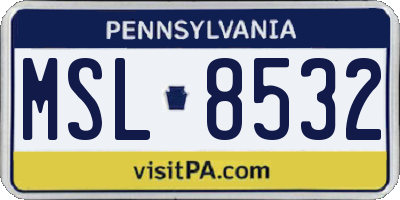 PA license plate MSL8532