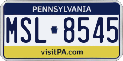 PA license plate MSL8545