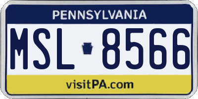 PA license plate MSL8566