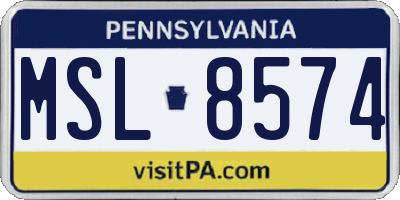 PA license plate MSL8574