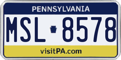 PA license plate MSL8578