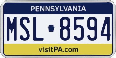 PA license plate MSL8594