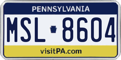 PA license plate MSL8604
