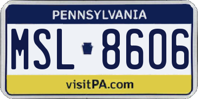 PA license plate MSL8606