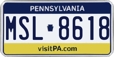 PA license plate MSL8618