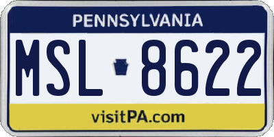 PA license plate MSL8622