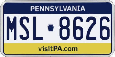 PA license plate MSL8626