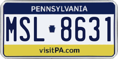 PA license plate MSL8631