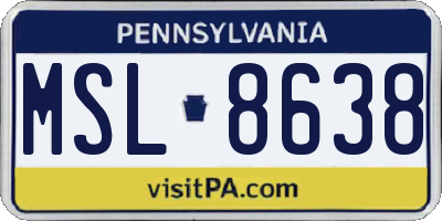 PA license plate MSL8638