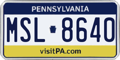 PA license plate MSL8640