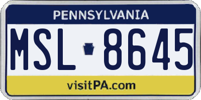 PA license plate MSL8645
