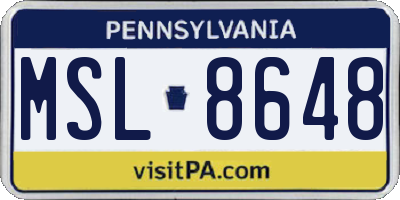 PA license plate MSL8648