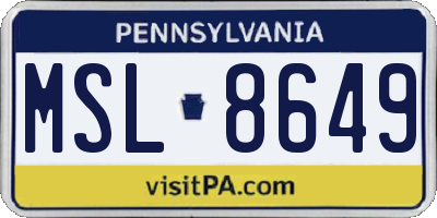 PA license plate MSL8649
