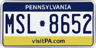 PA license plate MSL8652