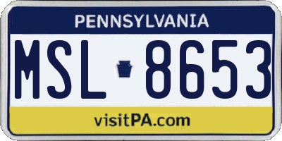 PA license plate MSL8653