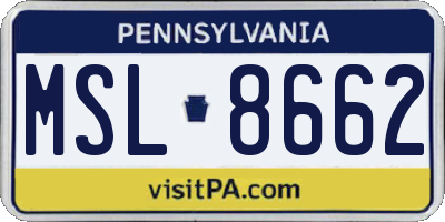 PA license plate MSL8662