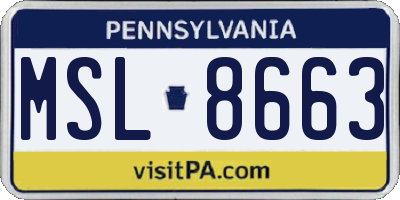 PA license plate MSL8663