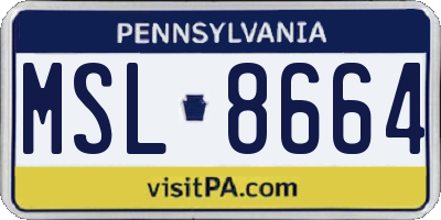 PA license plate MSL8664