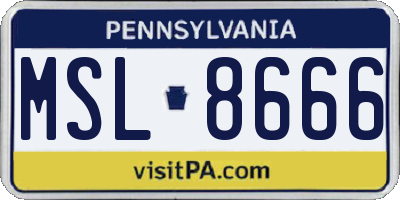 PA license plate MSL8666