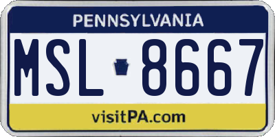 PA license plate MSL8667