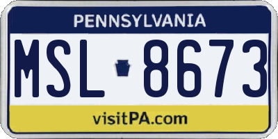 PA license plate MSL8673