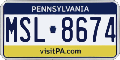 PA license plate MSL8674