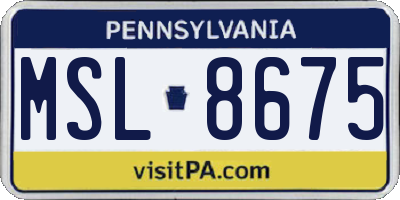PA license plate MSL8675