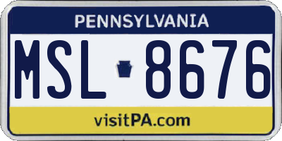 PA license plate MSL8676
