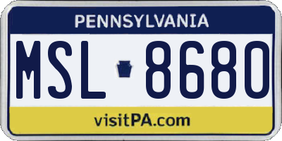 PA license plate MSL8680